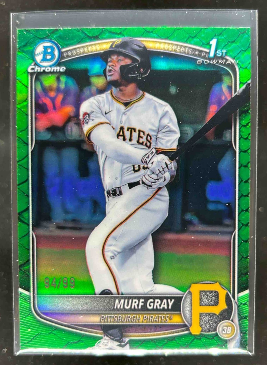 Card image for Murf Gray 2025 Bowman Draft Chrome Green Reptilian Refractor /99