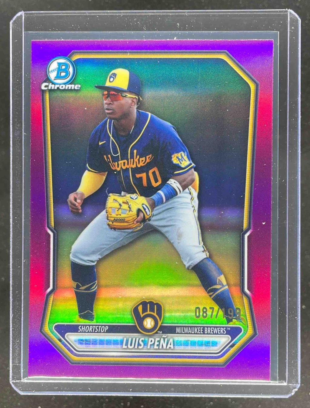 Card image for 2026 Bowman Luis Pena Chrome Prospects Fuchsia Refractor /199 #BCP-120