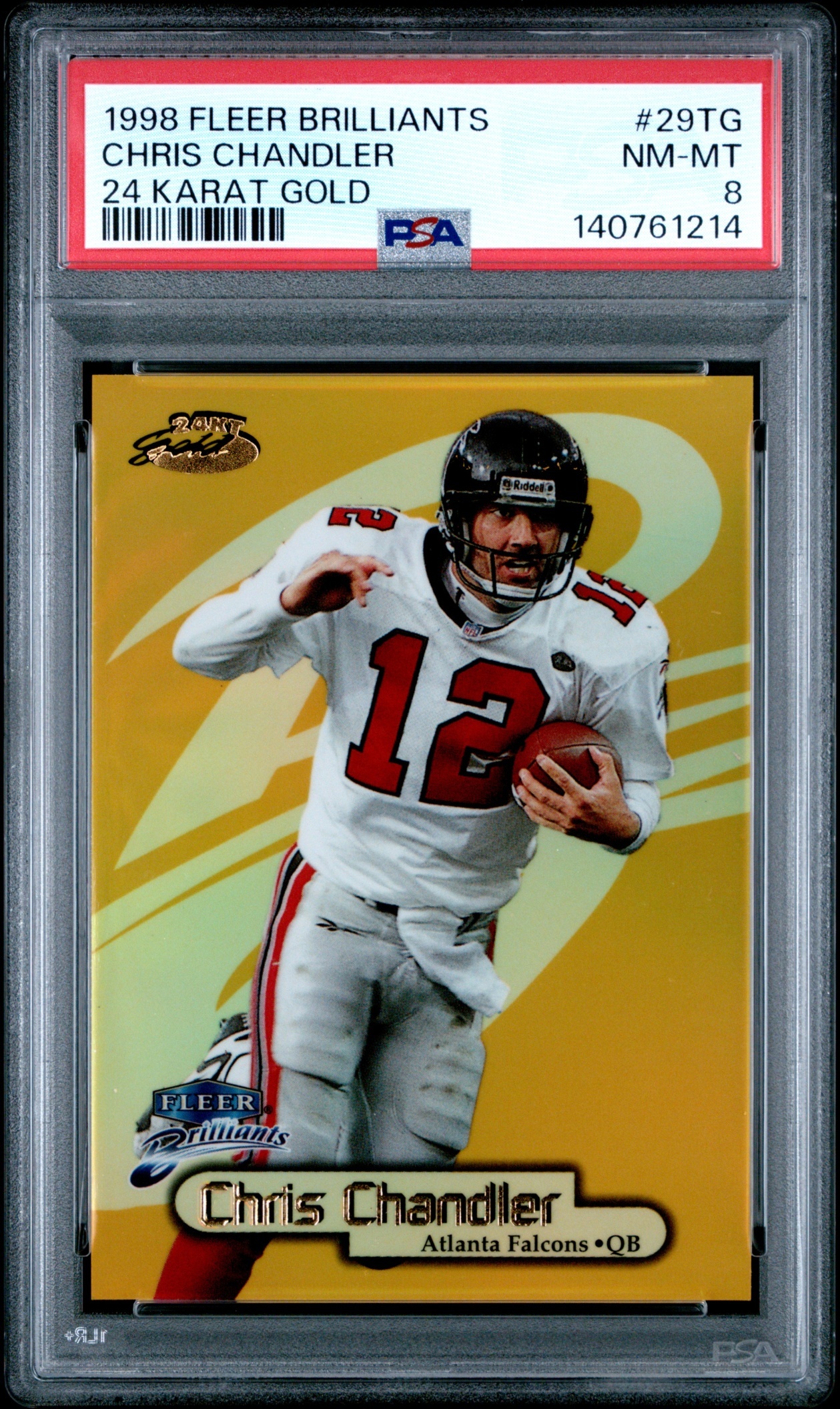 1998 Fleer Brilliants Chris Chandler 24 Karat Gold /24 #29TG Falcons PSA 8
