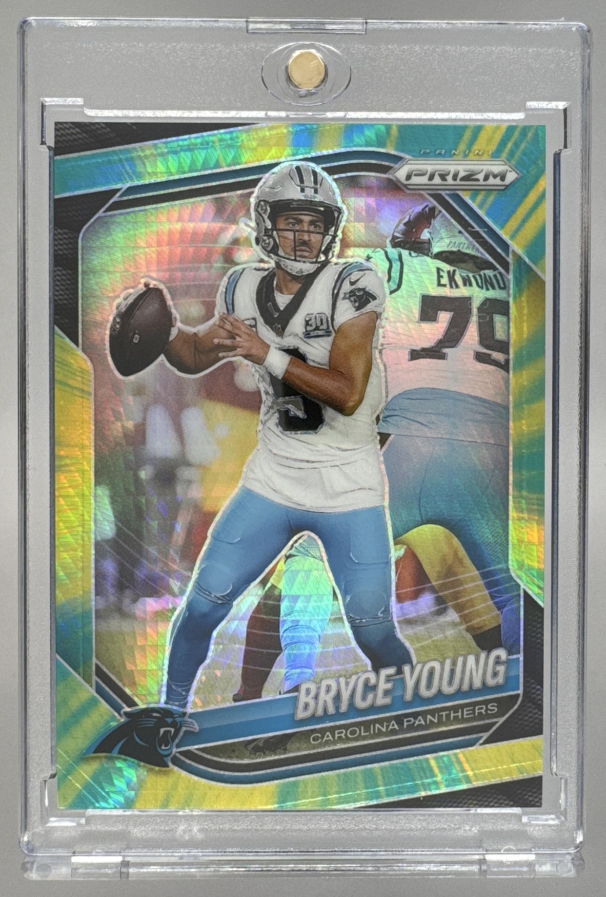 Card image for 2025 Panini Football Prizm Bryce Young Hyper /200 #5 Carolina Panthers