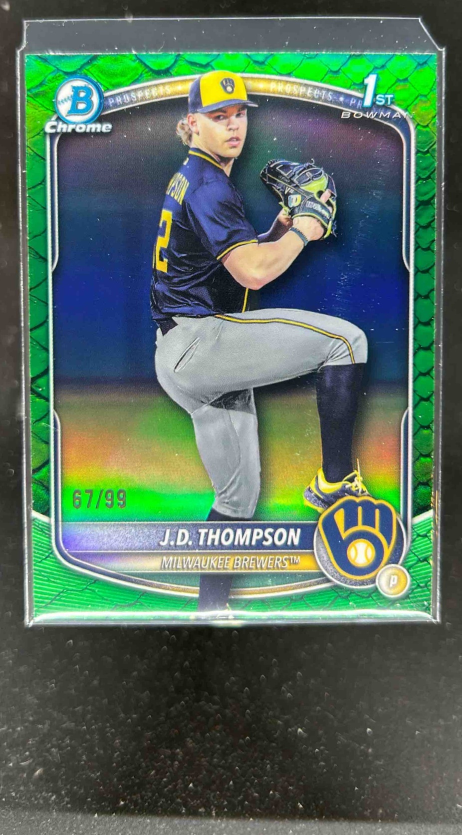 Card image for J.D. Thompson 2025 Bowman Draft Chrome Green Reptilian Refractor /99