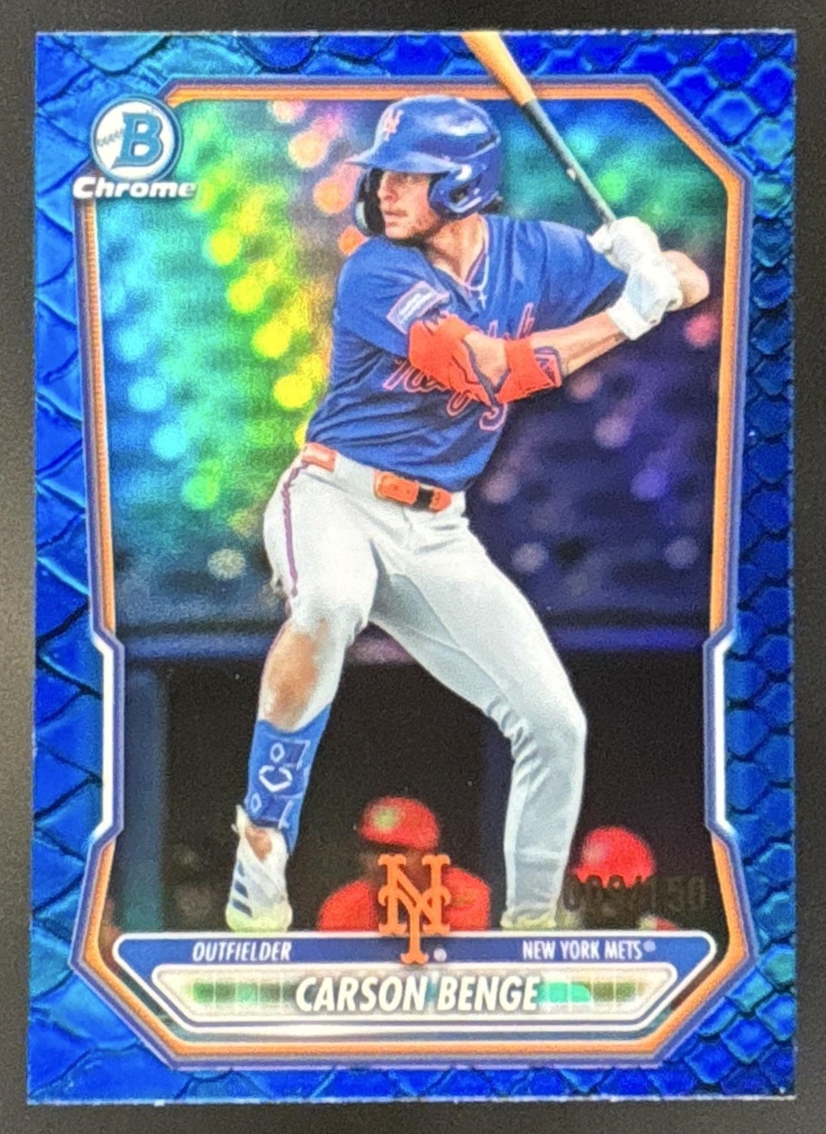 Card image for 2026 Bowman Carson Benge Chrome Prospects Reptilian Blue Refractor /150