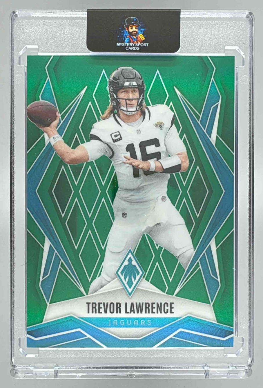 Card image for 2025 Panini Phoenix Trevor Lawrence Green Seismic /25 #15 Jaguars