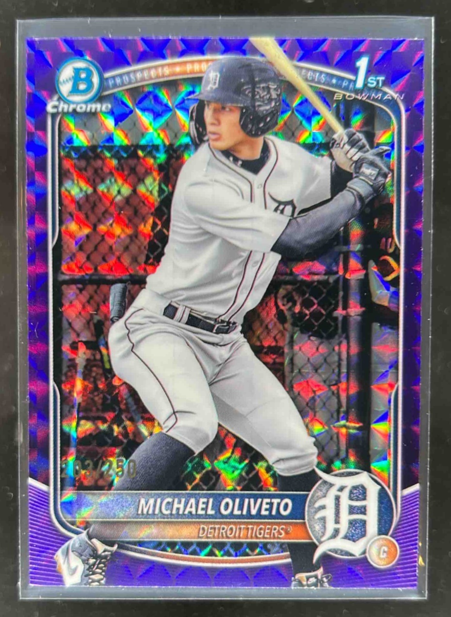 Card image for Michael Oliveto 2025 Bowman Draft Chrome Purple Geometric Refractor /250