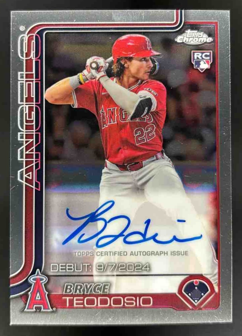 Card image for 2025 Topps Chrome Update Bryce Teodosio Rookie Debut Auto #CRDA-BT RC Angels