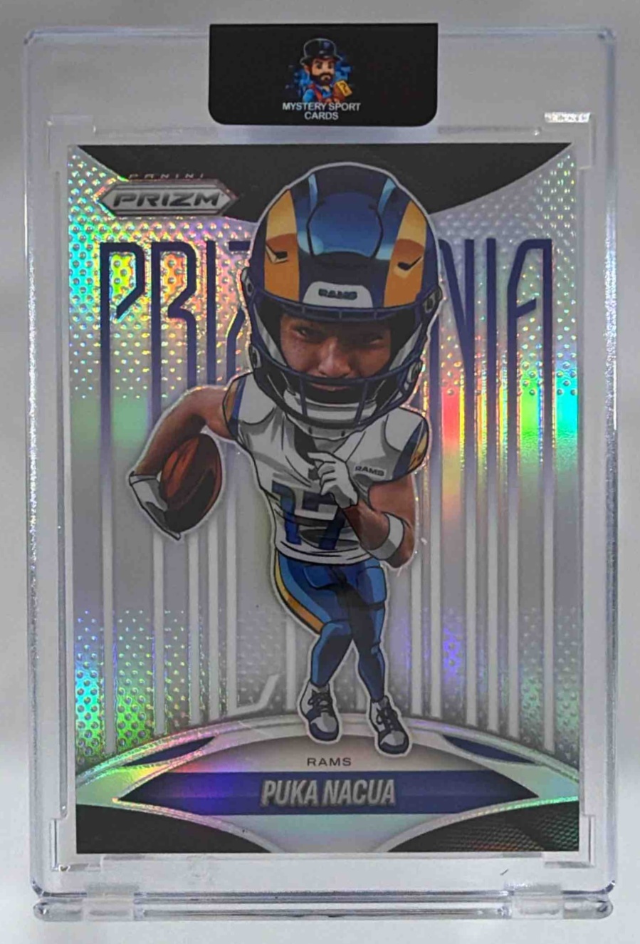 Card image for 2025 Panini Football Prizm Puka Nacua Prizmania #19 Los Angeles Rams