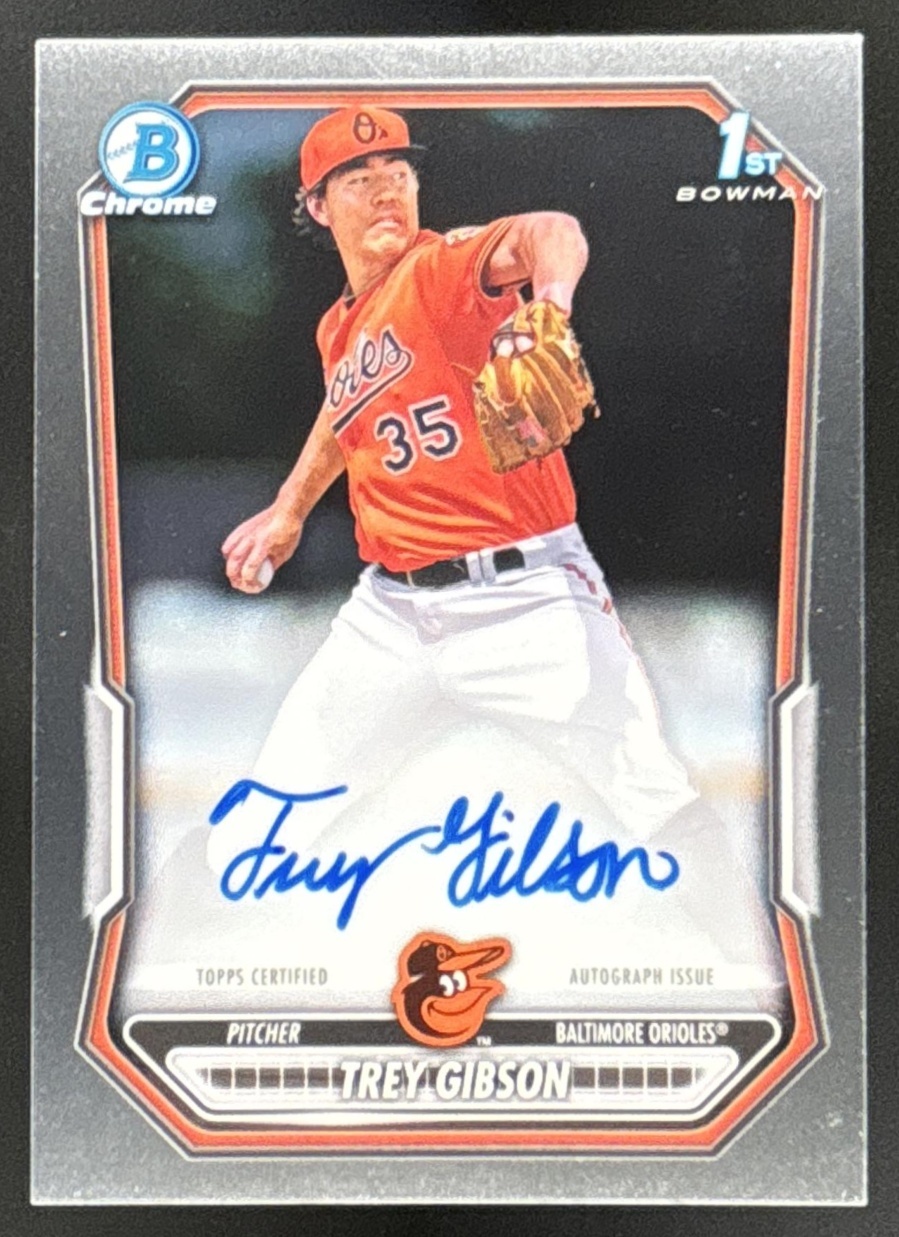 Card image for Trey Gibson 2026 Bowman Chrome Prospect Auto Baltimore Orioles