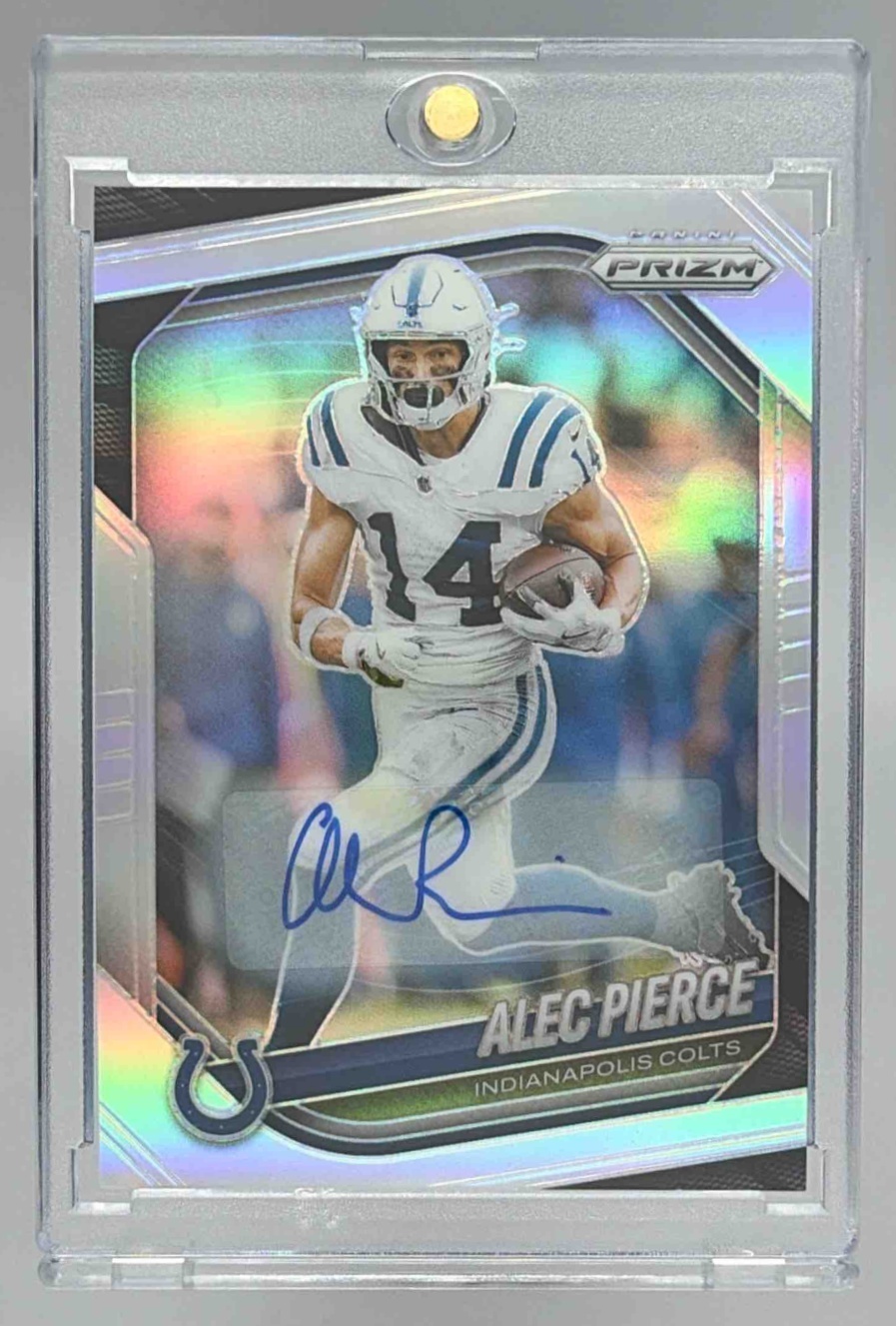 Card image for 2025 Panini Football Prizm Alec Pierce Auto Silver #209 Indianapolis Colts