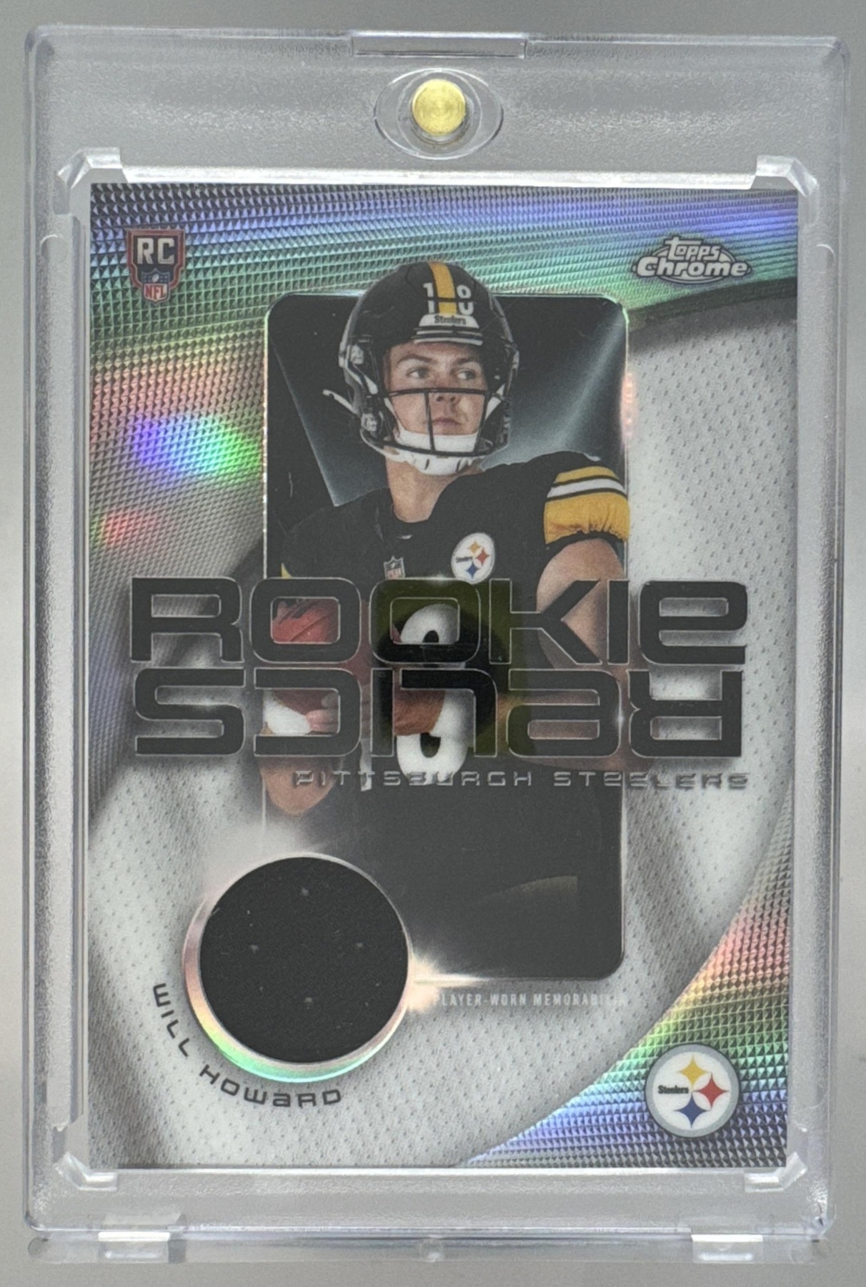 Card image for 2025 Topps Chrome Will Howard Rookie Relics #RR-WH MEM RC Steelers