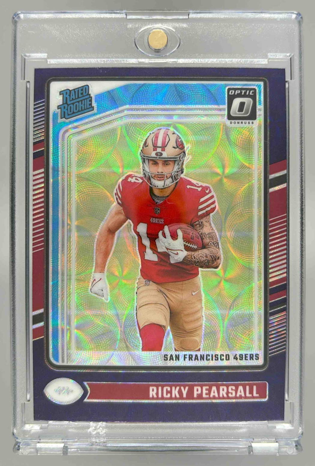 Card image for 2024 Panini Donruss Optic Ricky Pearsall Purple Scope #284 Rated Rookie 49ers