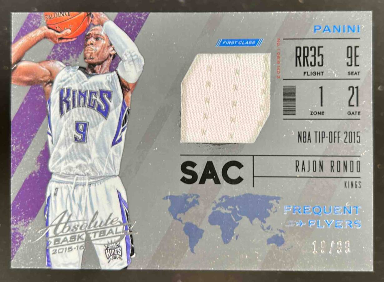 Card image for 2015-16 Panini Absolute Rajon Rondo Frequent Flyer Materials 19 /99 #46