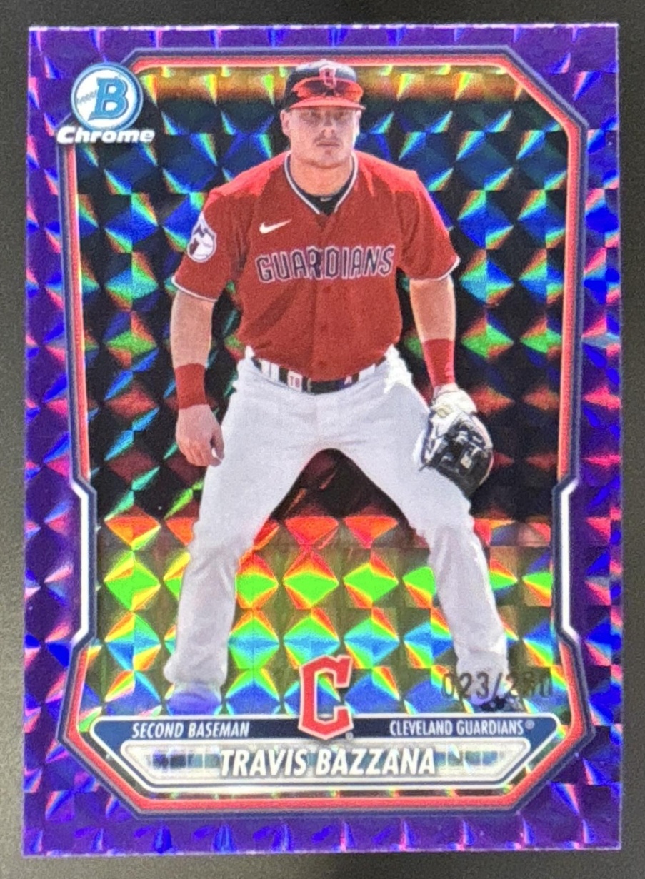 Card image for 2026 Bowman Travis Bazzana Chrome Prospects Purple Geometric Refractor /250