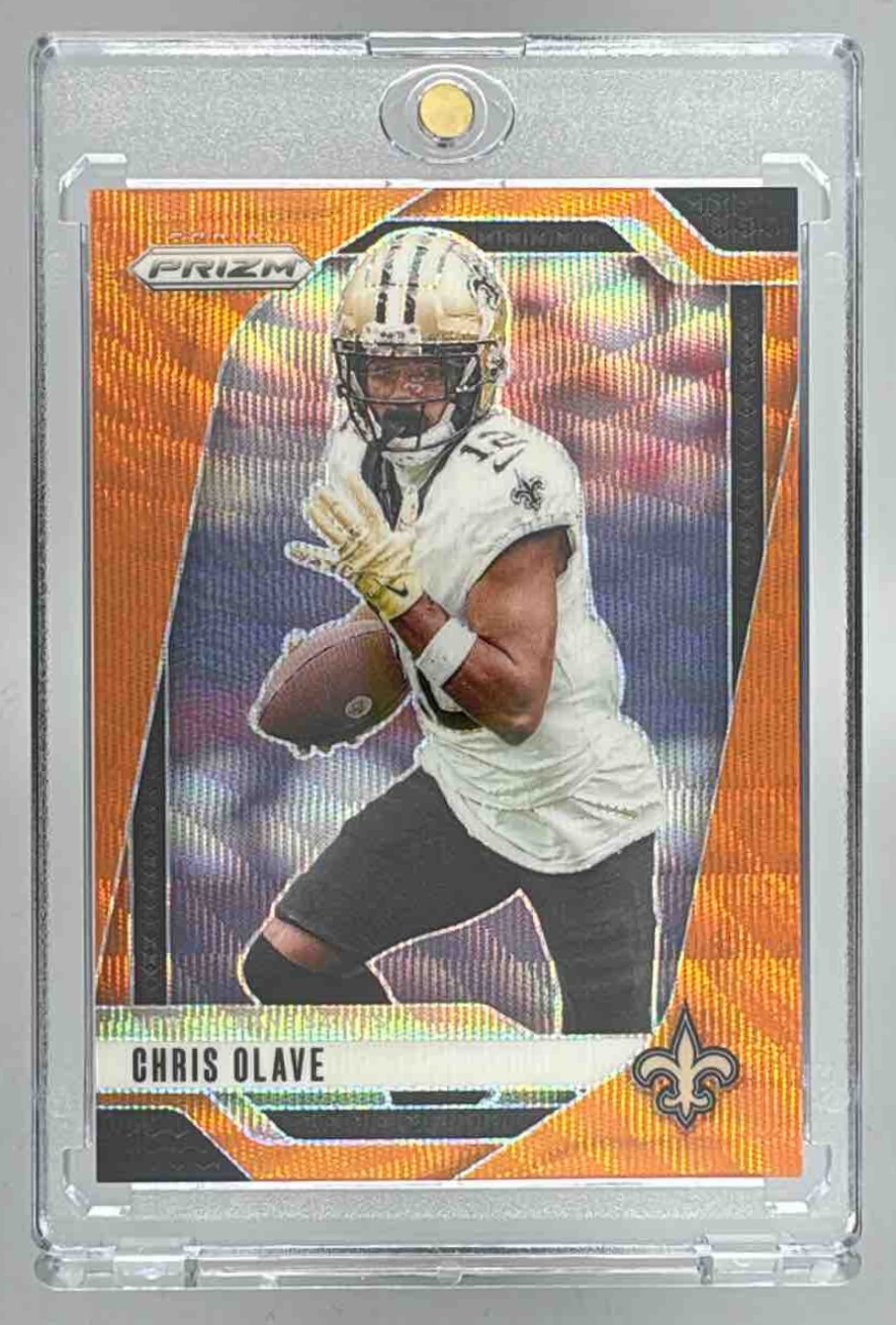 Card image for 2024 Panini Football Prizm Chris Olave Orange Wave /60 #206 New Orleans Saints