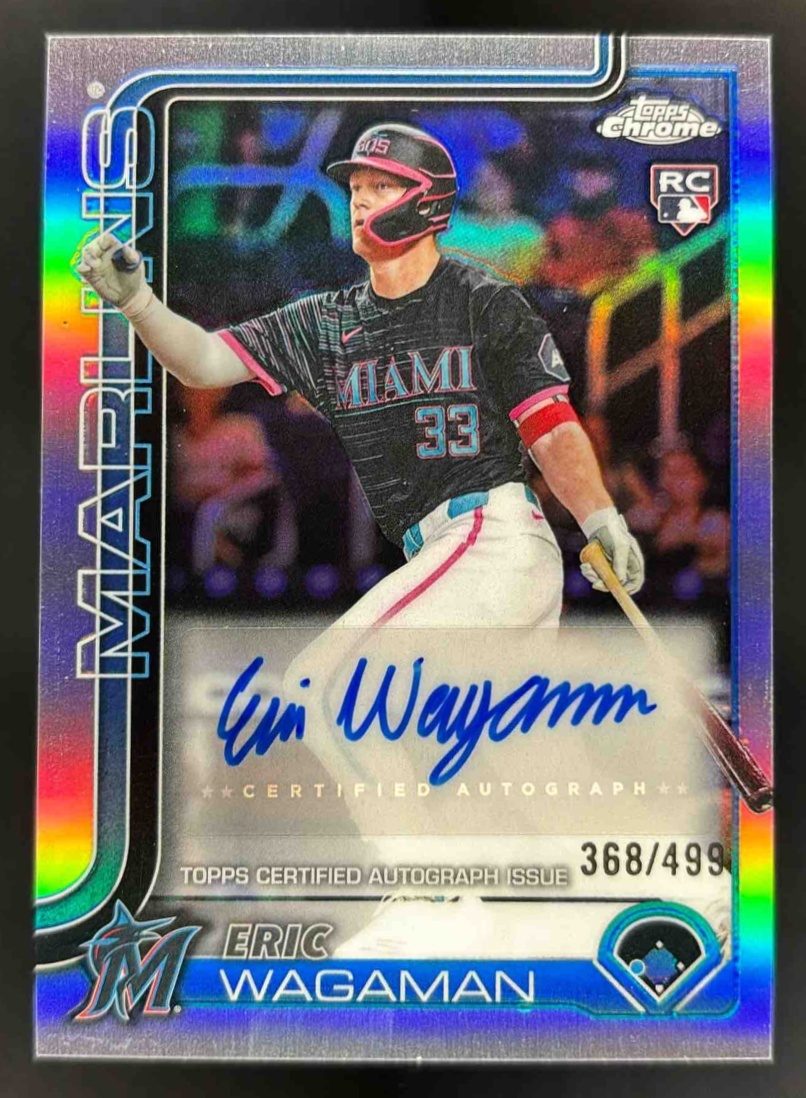 Card image for 2025 Topps Chrome Update Eric Wagaman Auto Refractor /499 #AC-EW Marlins