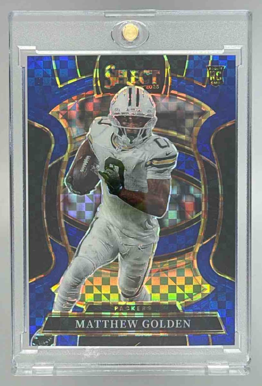 Card image for 2025 Panini Select Matthew Golden Concourse Blue Prizm /249 #66 RC Packers
