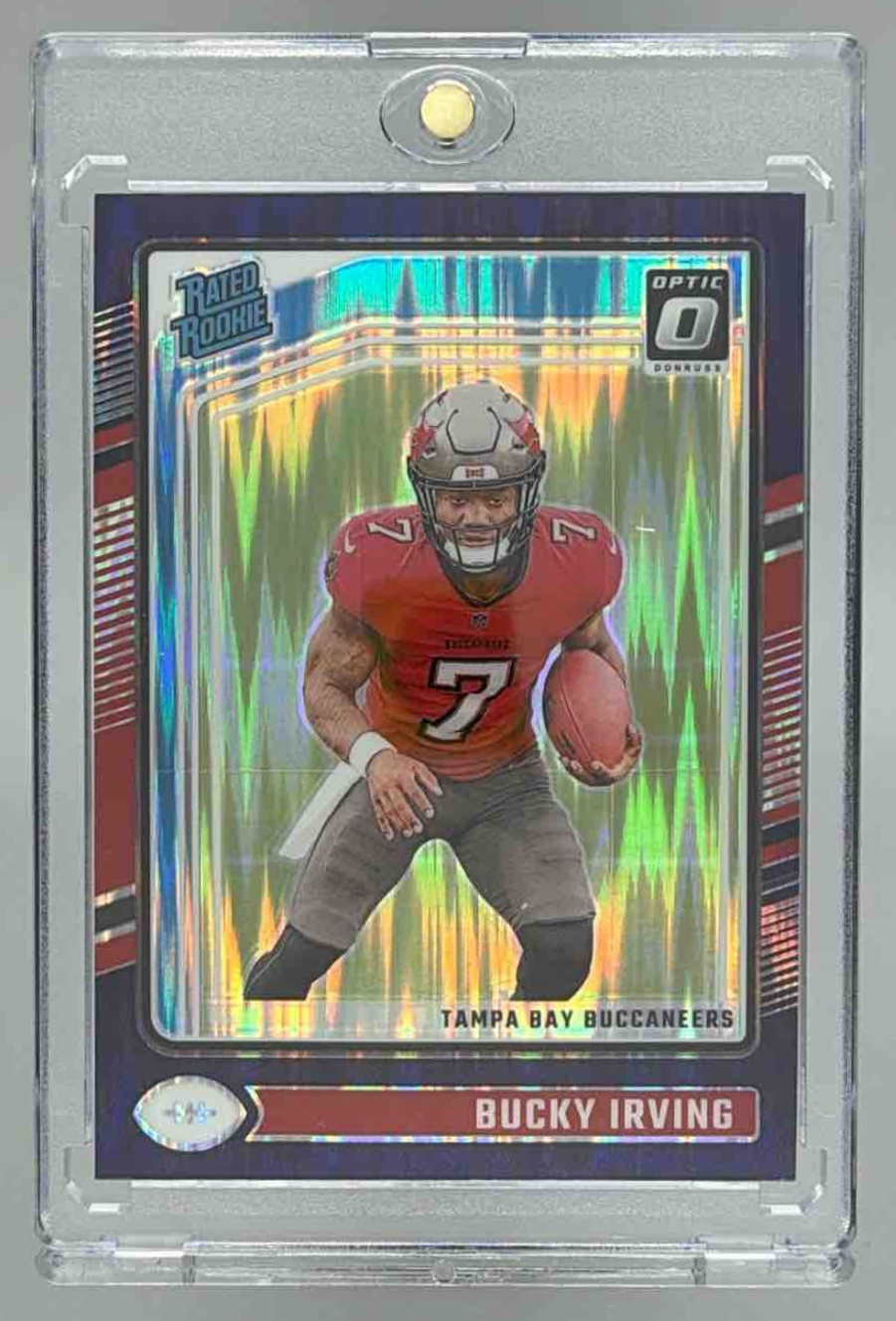 Card image for 2024 Panini Donruss Optic Bucky Irving Purple Shock #216 Rated Rookie Buccaneers