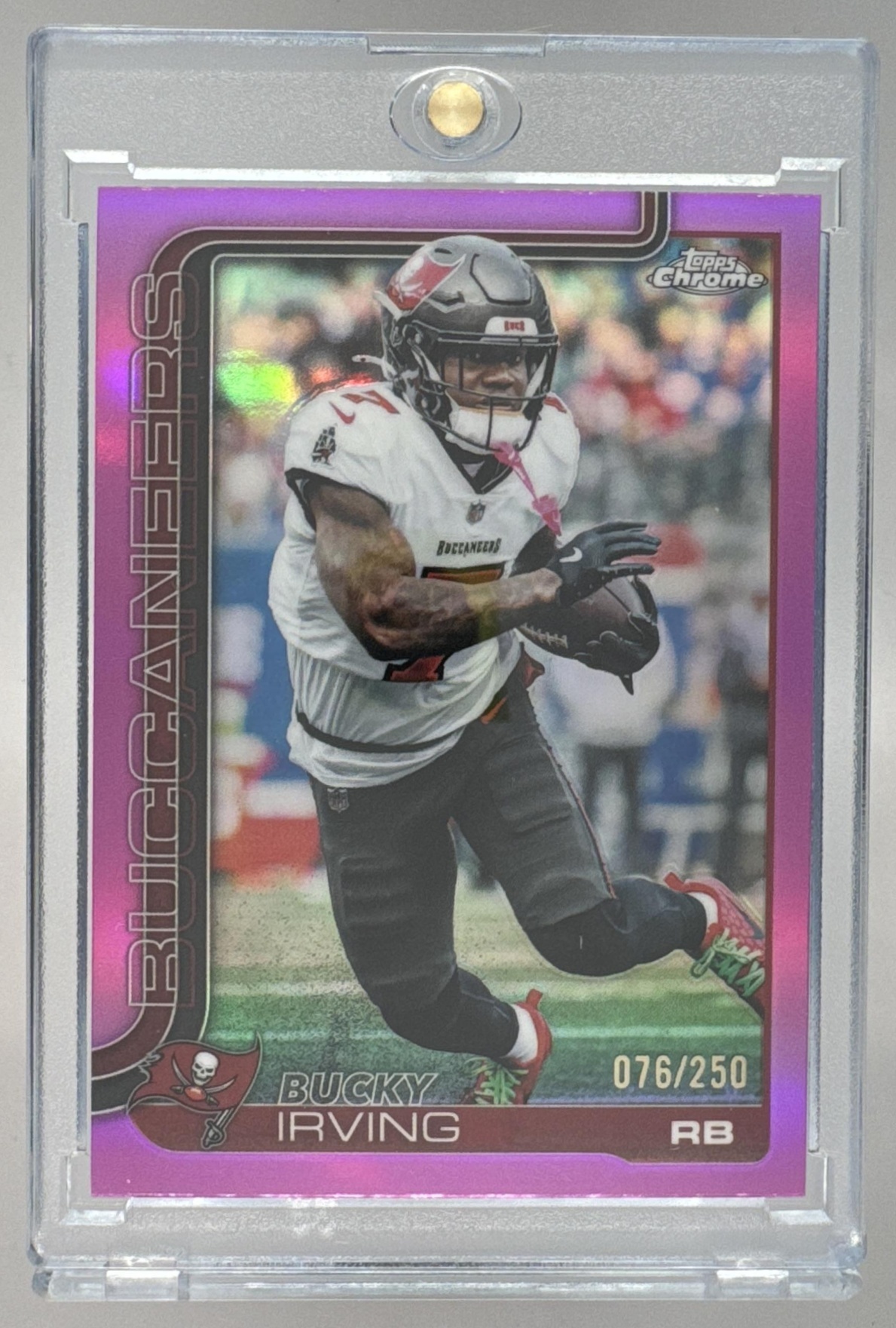 Card image for 2025 Topps Chrome Bucky Irving Pink Wave Refractor /250 #285 Buccaneers