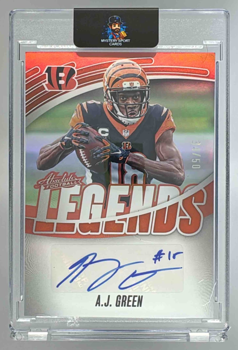 Card image for 2025 Panini Absolute A.J. Green Legends Signatures Orange /50 #ALS-AGN Auto Bengals