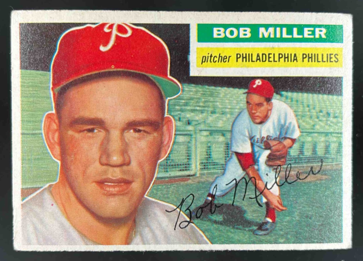 Card image for 1956 TOPPS BASEBALL BOB MILLER #334 PHILADELPHIA PHILLIES