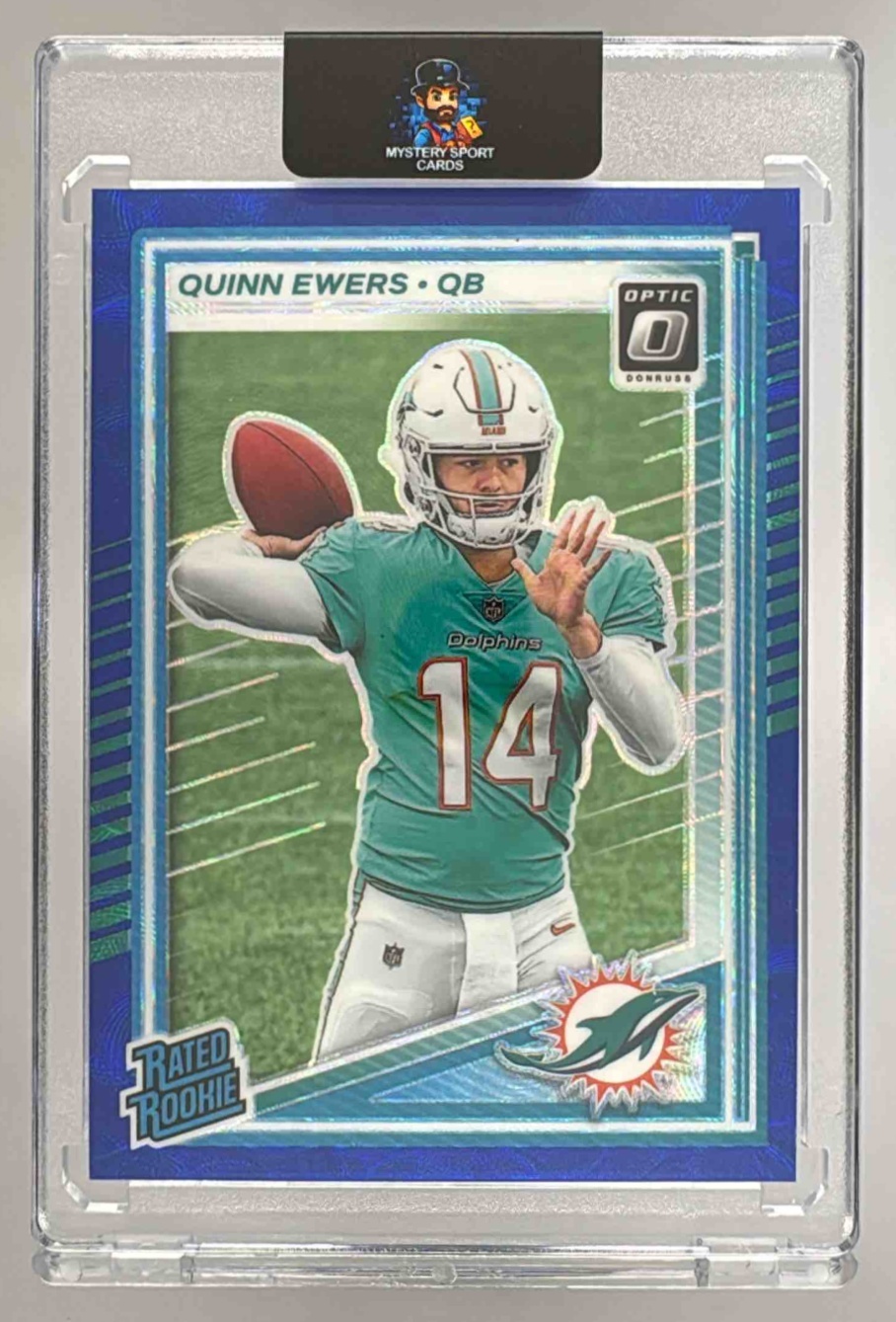 Card image for 2025 Panini Football Donruss Optic Quinn Ewers Rated Rookie #213 Miami Dolphins