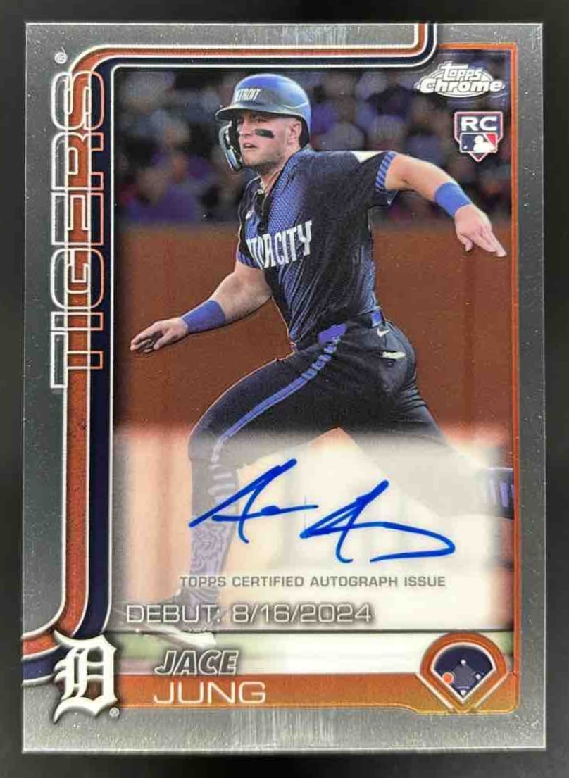 Card image for 2025 Topps Chrome Update Jace Jung Rookie Debut Auto #CRDA-JJ RC Tigers