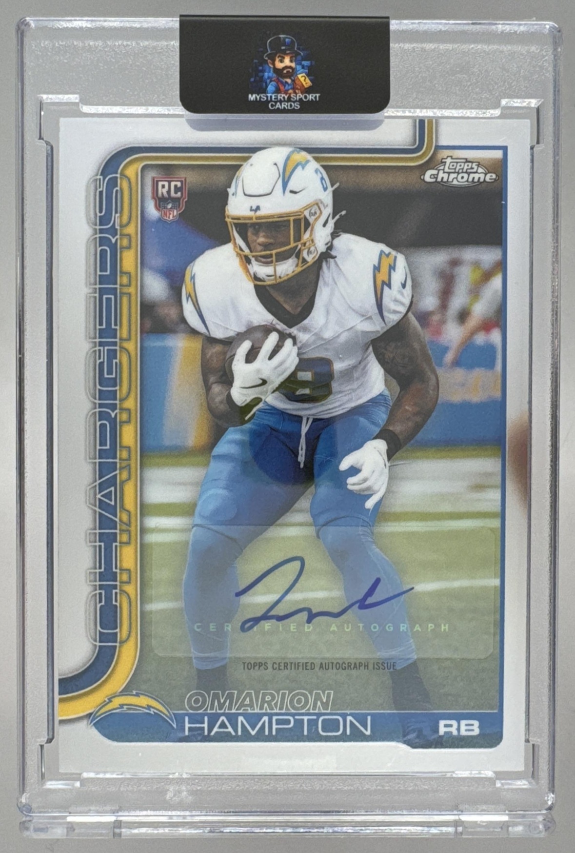 Card image for 2025 Topps Chrome Omarion Hampton Rookie Auto #RA-OH RC Chargers