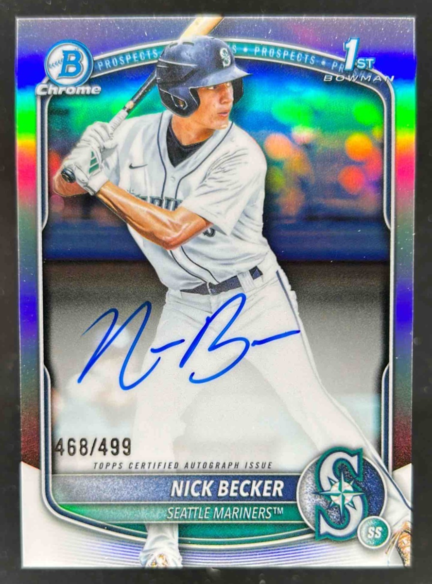 Card image for Nick Becker 2025 Bowman Draft Chrome Prospect Auto Refractor /499