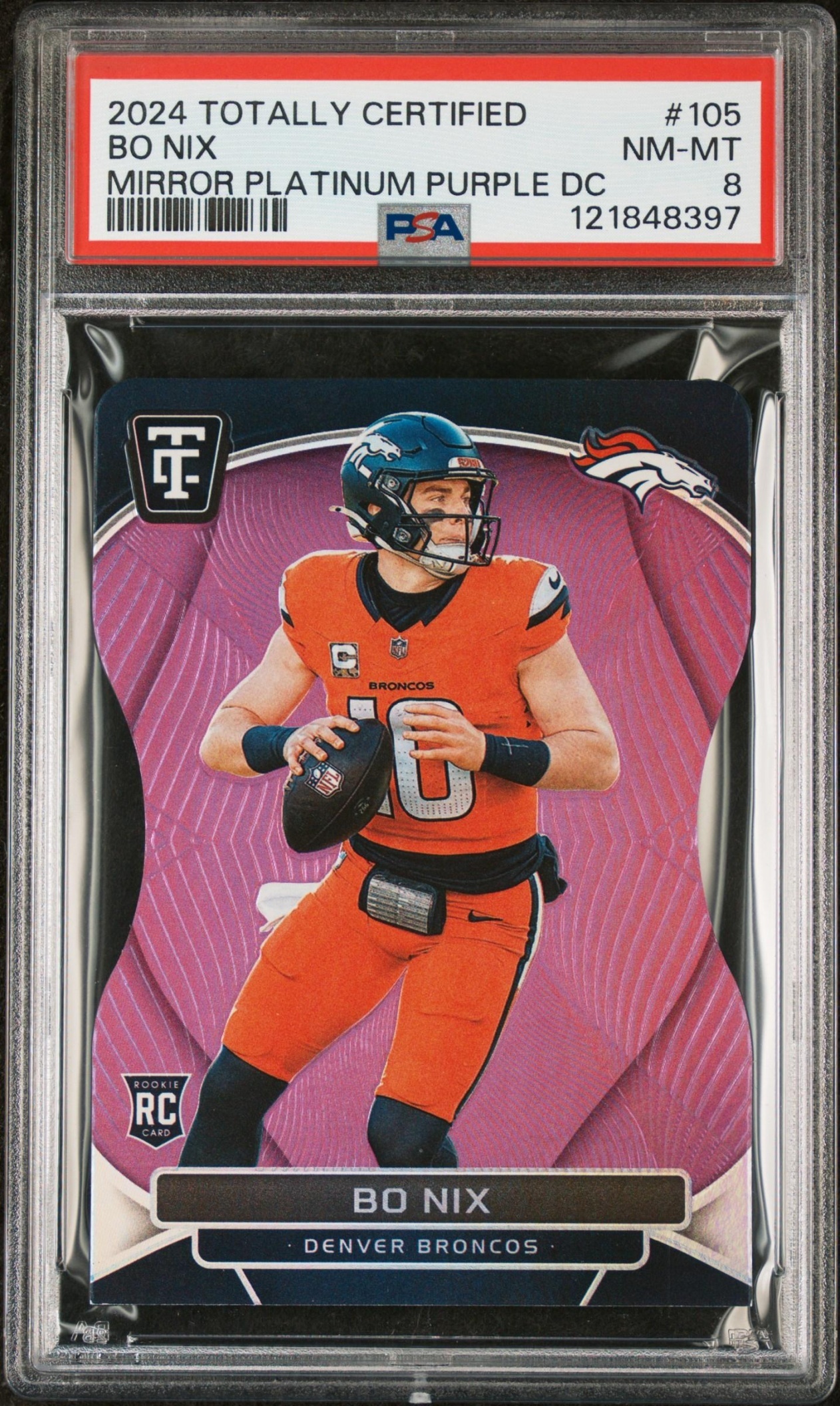 Card image for 2024 Panini Certified Bo Nix Rookies Blue Mirror /75 #5 RC Broncos