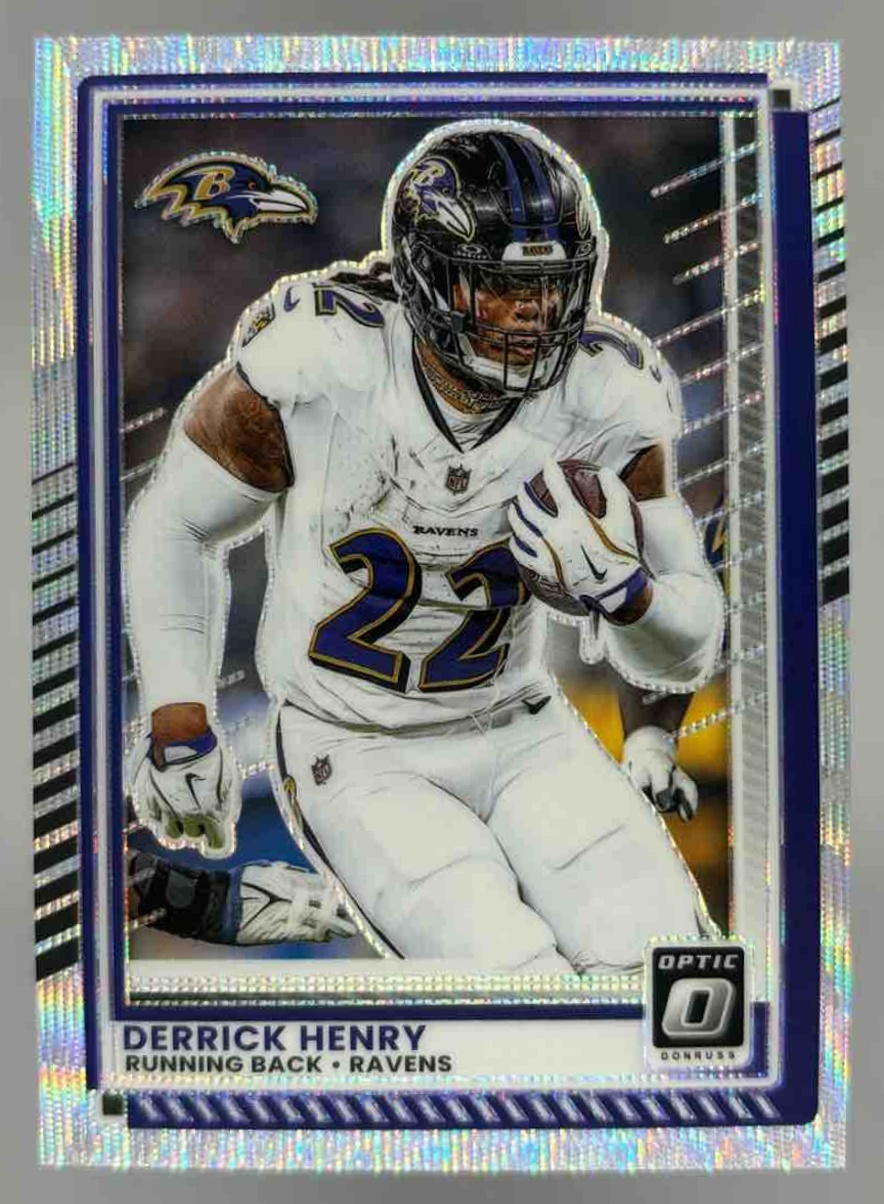 Card image for 2025 Panini Donruss Optic Derrick Henry Wave Prizm /300 #112 Ravens