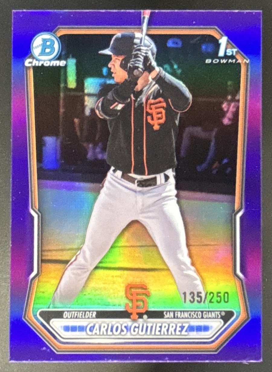 Card image for 2026 Bowman Carlos Gutierrez Chrome Purple Refractor /250 1st Prospect