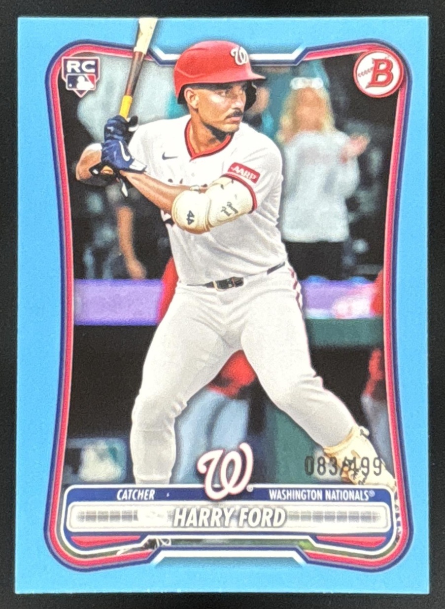 Card image for Harry Ford 2026 Bowman Sky Blue Border /499 Washington Nationals