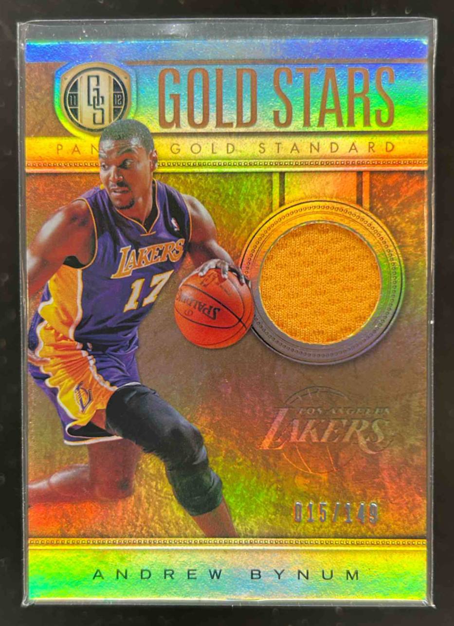 Card image for 2011-12 Panini Gold Standard Andrew Bynum Stars Materials /149 #30