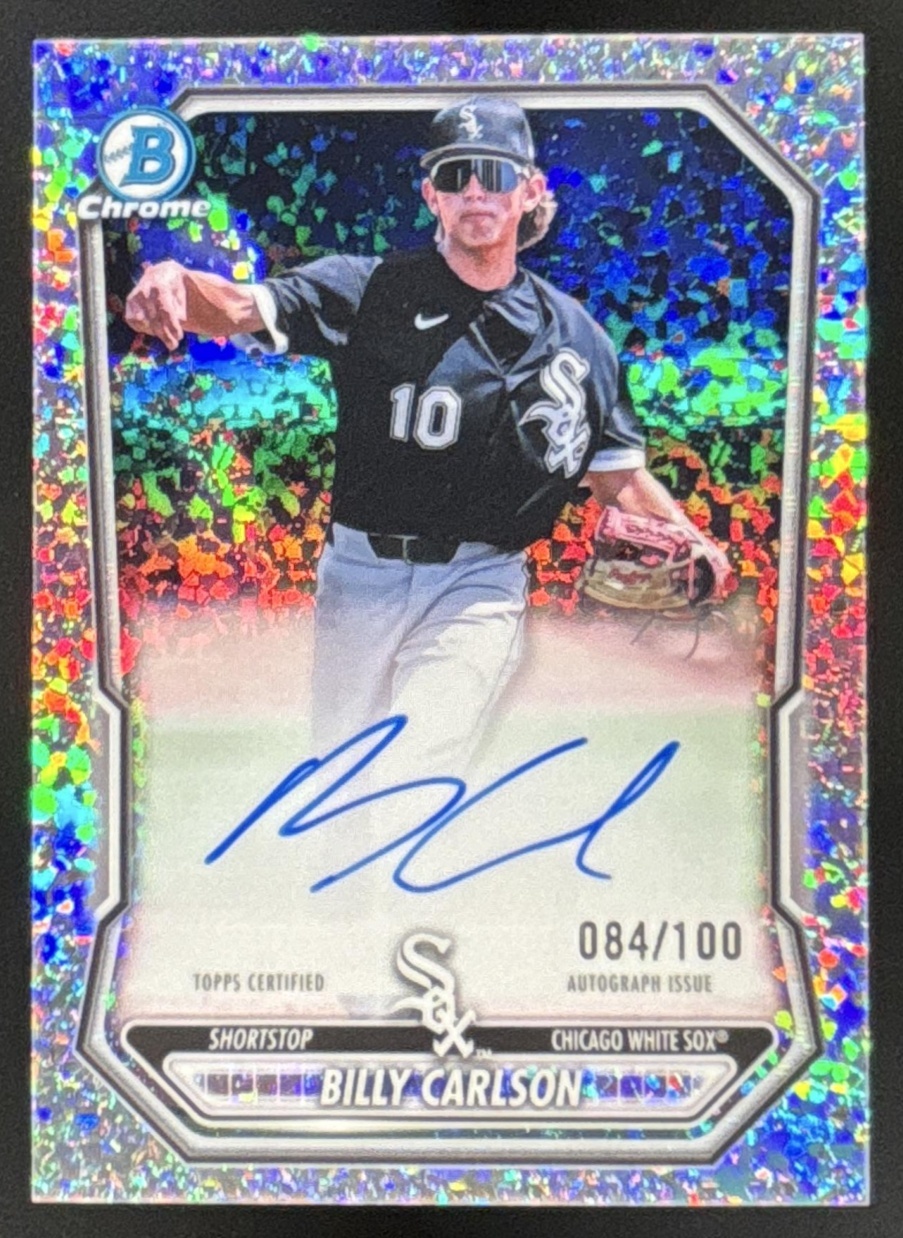 Card image for 2026 Bowman Billy Carlson Chrome Prospect Auto Mini-Diamond Refractor /100