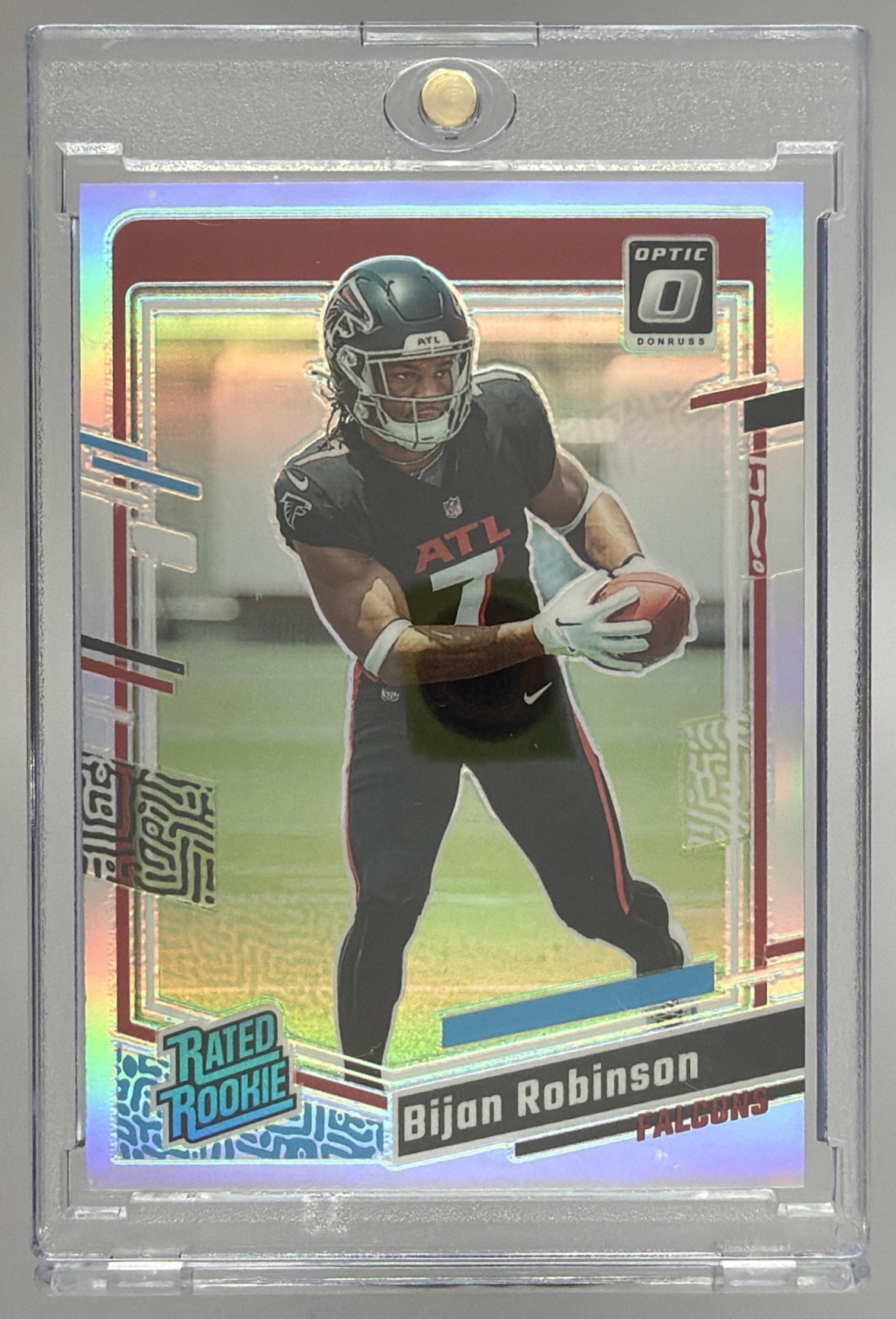 Card image for 2023 Panini Donruss Optic Bijan Robinson #206 Rated Rookie RC Falcons