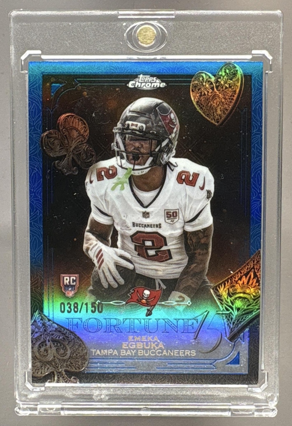 2025 TOPPS CHROME EMEKA EGBUKA #F15-21 FORTUNE 15 BLUE REFRACTOR /150 RC