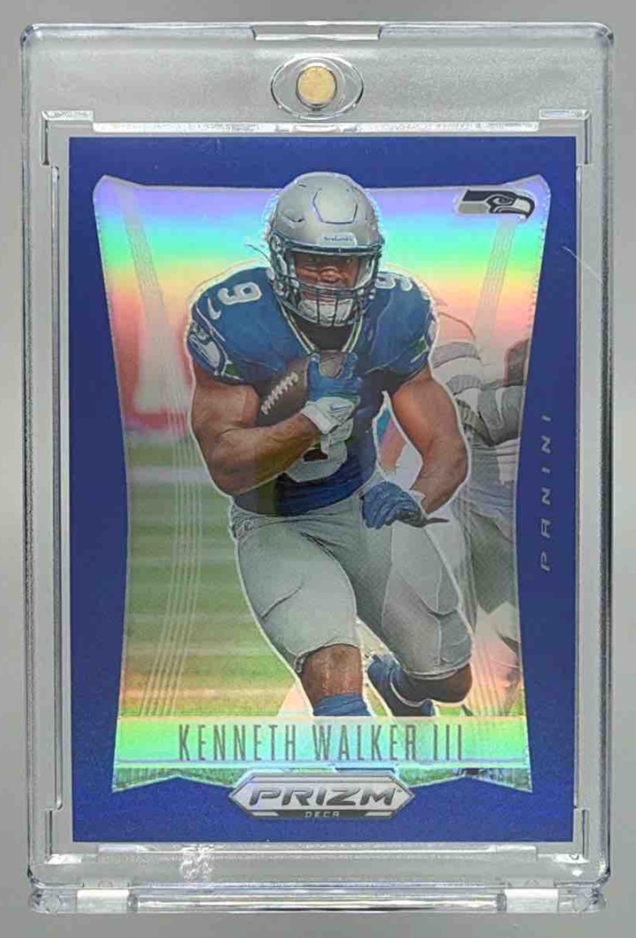 Card image for 2024 Panini Prizm Deca Kenneth Walker III Blue /149 #265 Seahawks