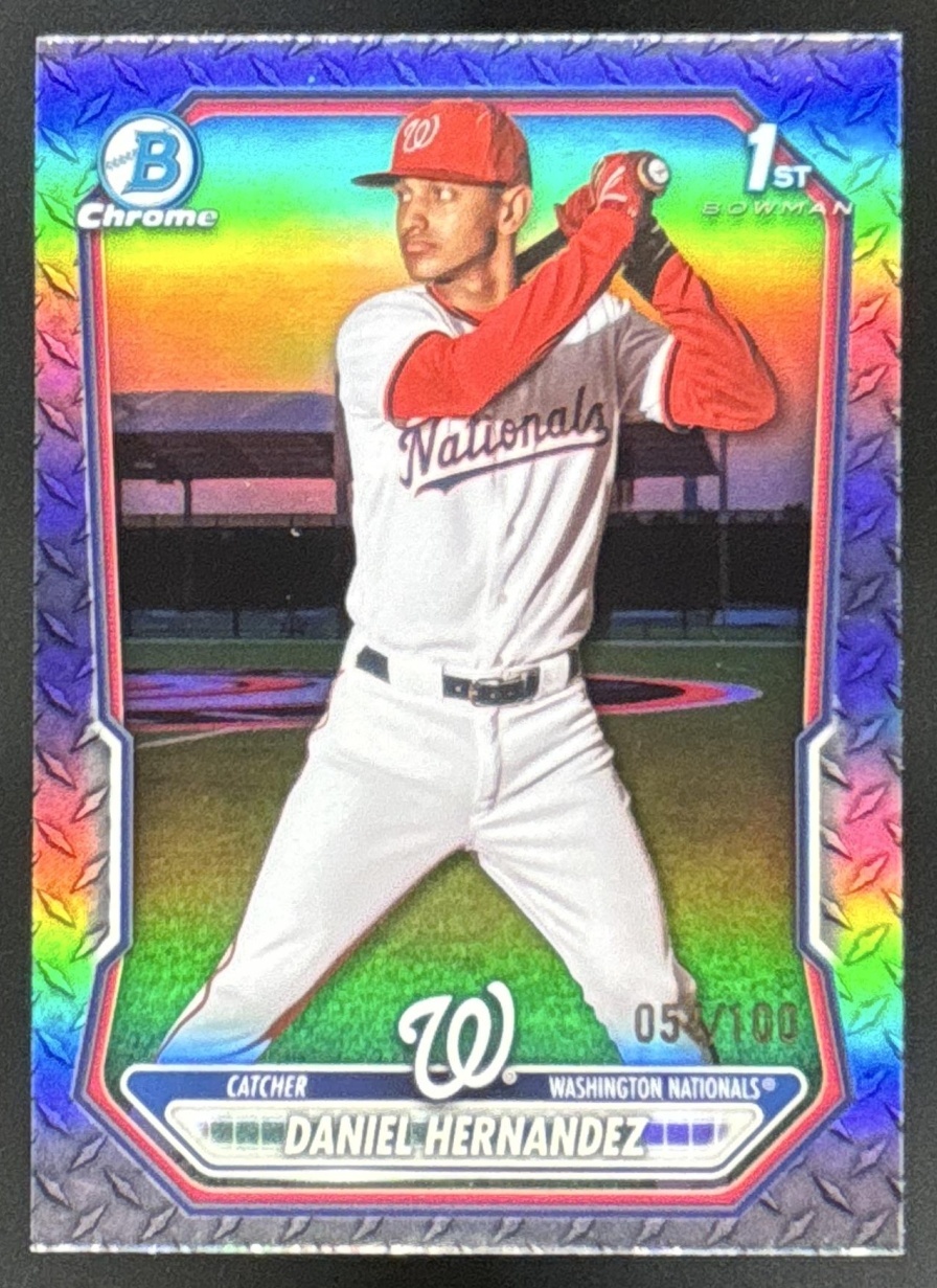 Card image for 2026 Bowman Daniel Hernandez Chrome Steel Metal Refractor /100 1st Prospect
