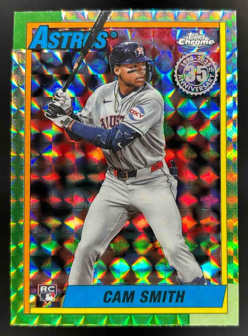 Card image for 2025 Topps Chrome Update Cam Smith 1990 Geometric Refractor #90CU-15 RC Astros