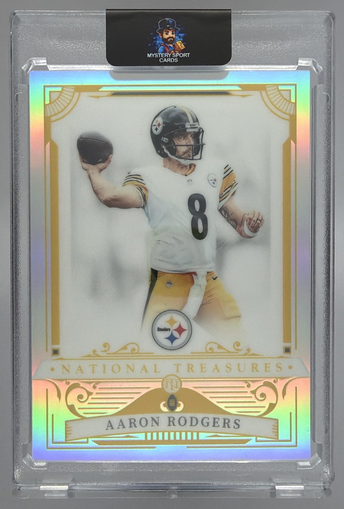 Card image for 2025 Panini National Treasures Aaron Rodgers /35 #83 Steelers