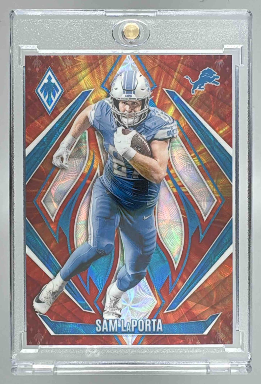 Card image for 2024 Panini Football Phoenix Sam LaPorta FireBurst /350 #127 Detroit Lions