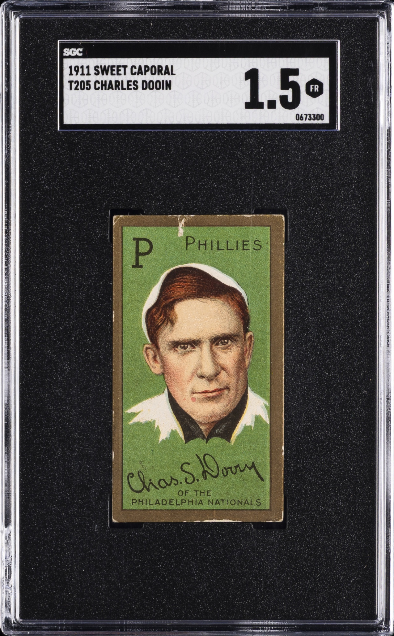 1911 T205 Gold Border Sweet Caporal Charles Dooin SGC 1.5