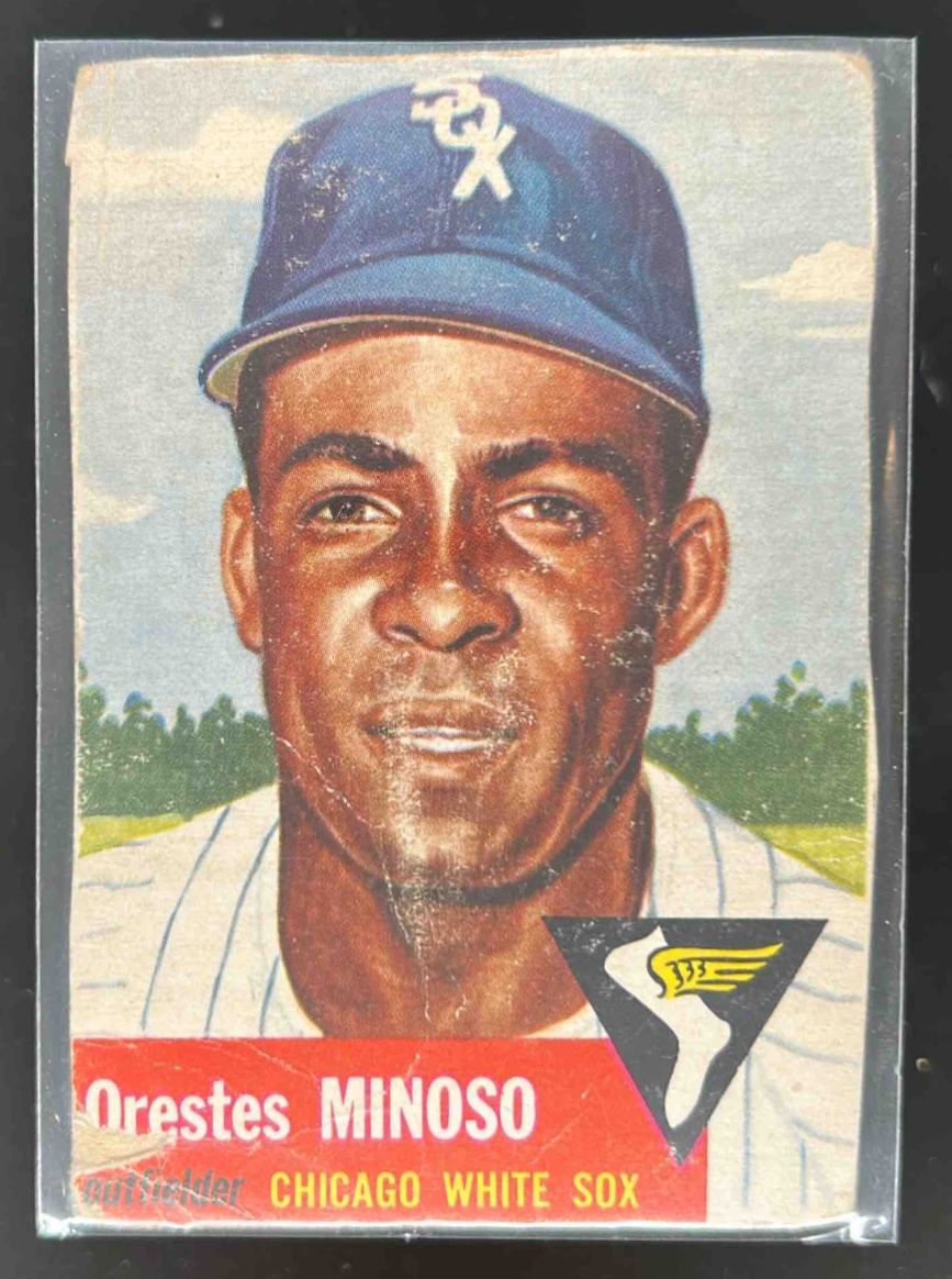 Card image for 1953 TOPPS BASEBALL ORESTES MINOSO #66 CHICAGO WHITE SOX Trimmed Card