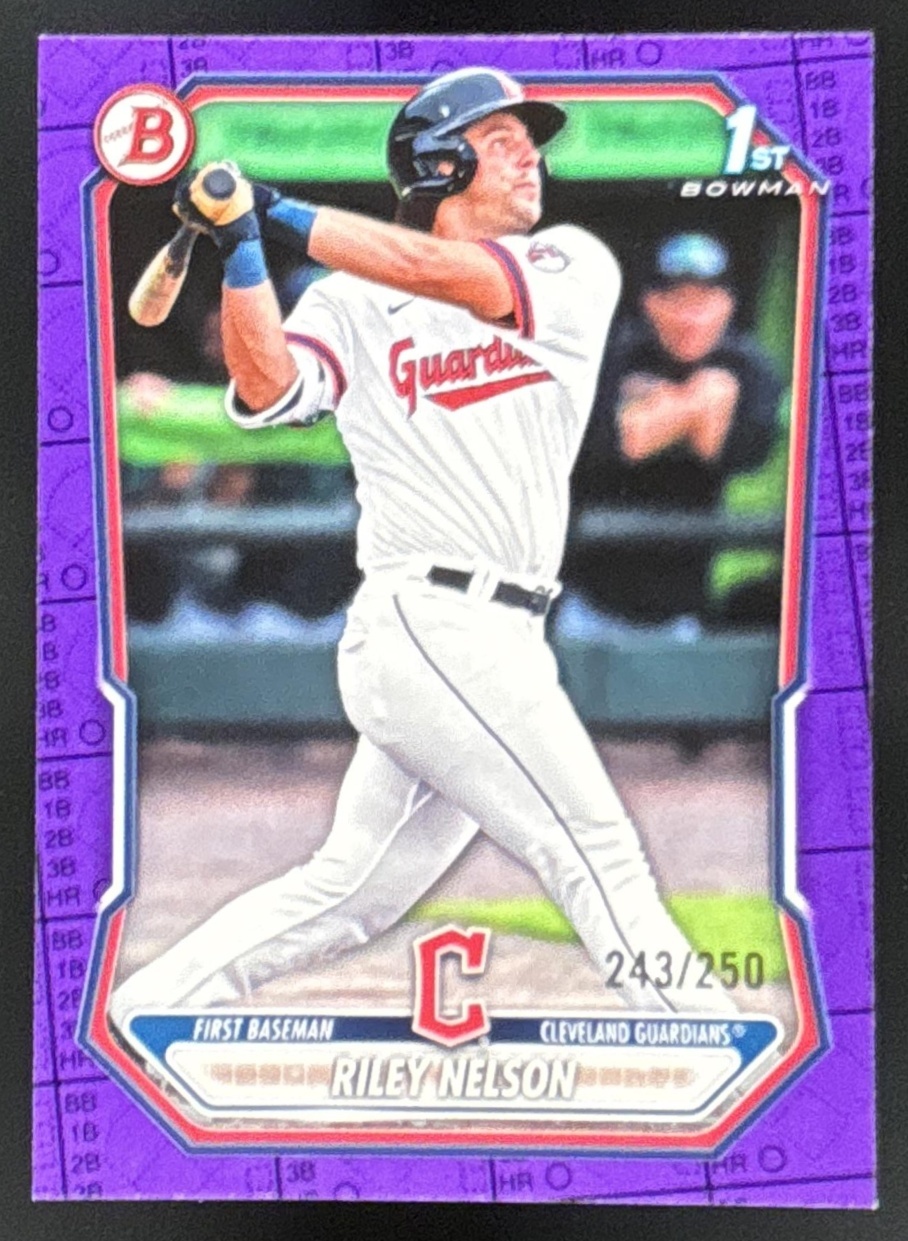 Card image for Riley Nelson 2026 Bowman Purple Pattern /250 Prospects Cleveland Guardians
