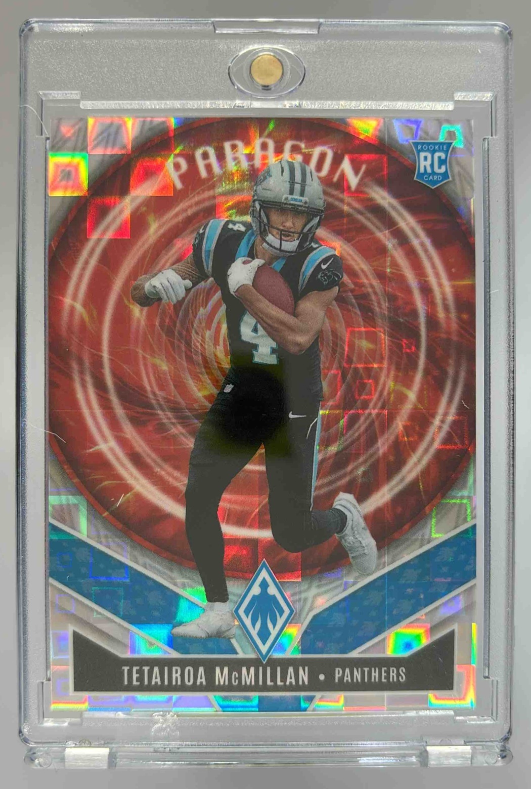 Card image for 2025 Panini Phoenix Tetairoa McMillan Paragon Red Prizm /249 #16 RC Panthers