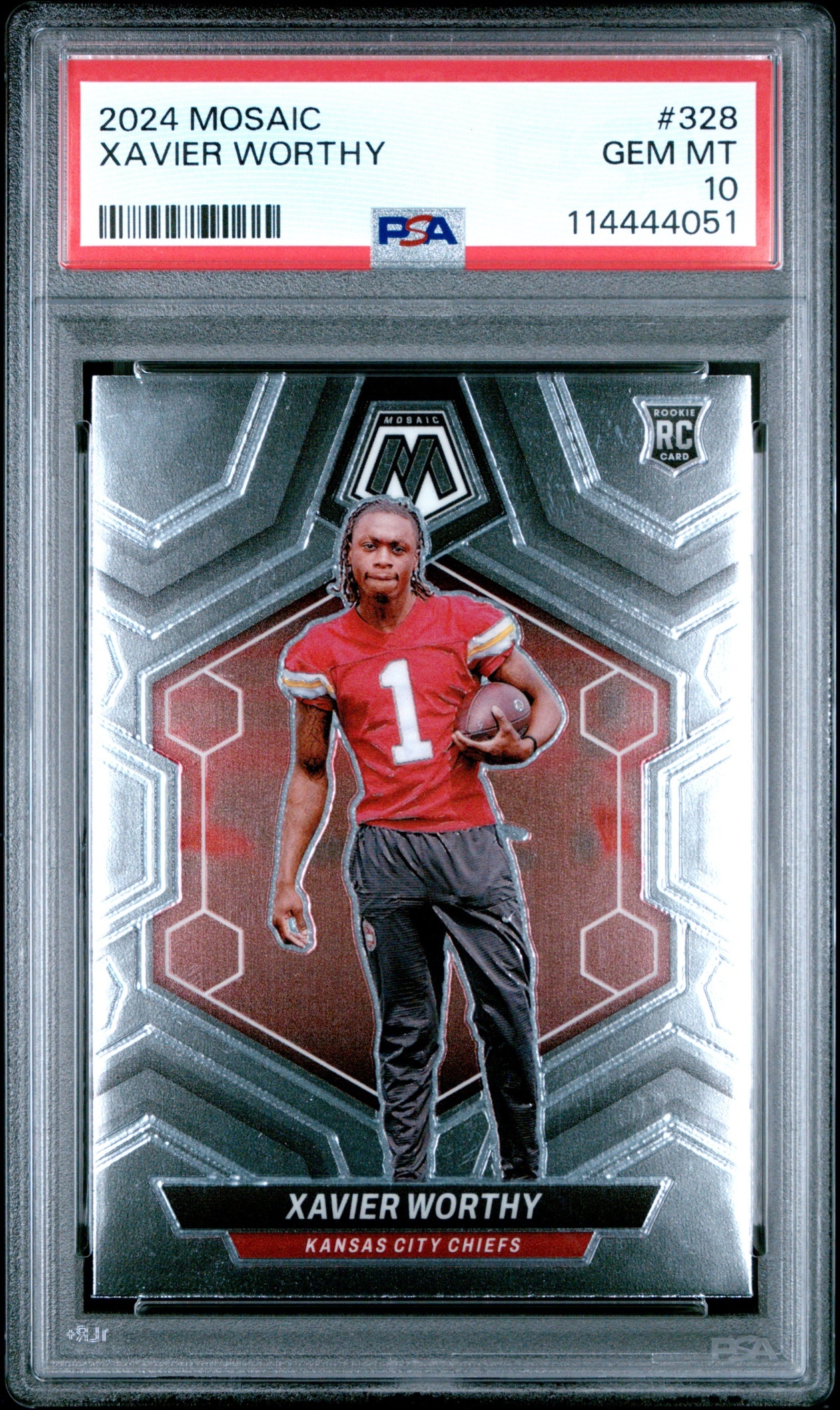 Card image for 2024 Panini Football Mosaic Xavier Worthy #328 RC Kansas City Chiefs
