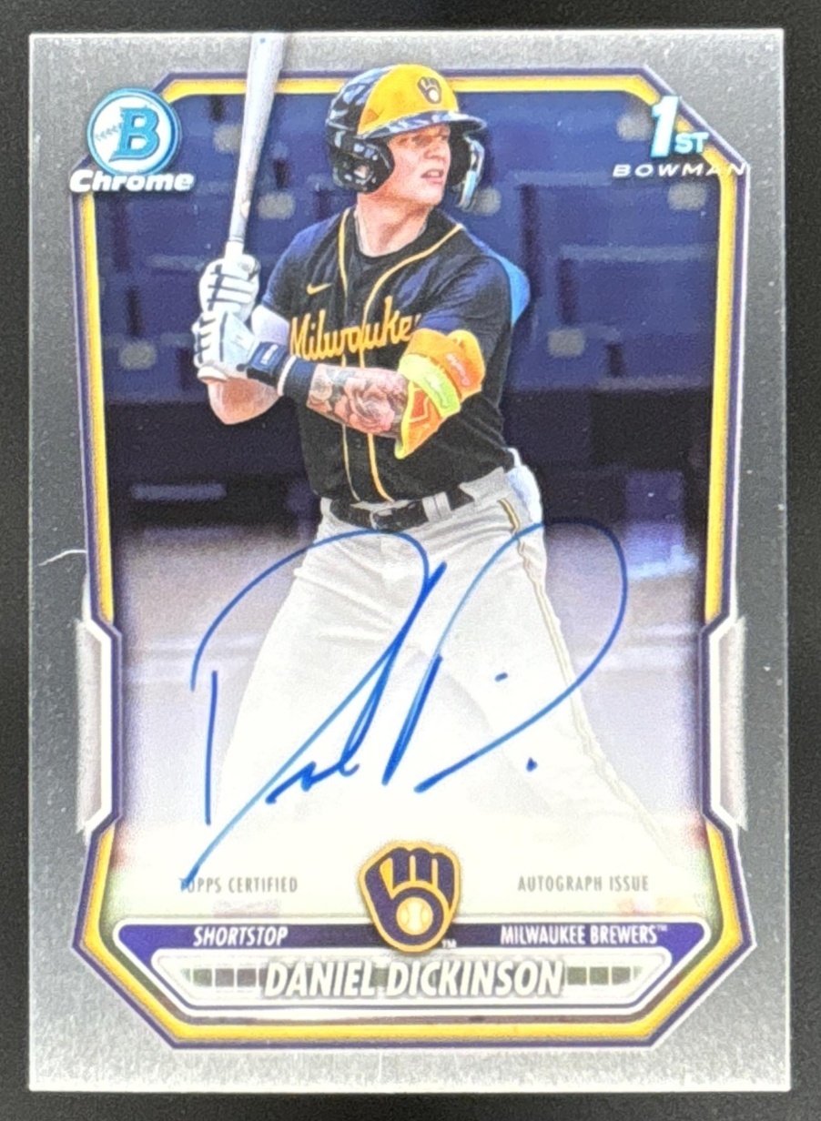 Card image for Daniel Dickinson 2026 Bowman Chrome Prospect Auto Milwaukee Brewers