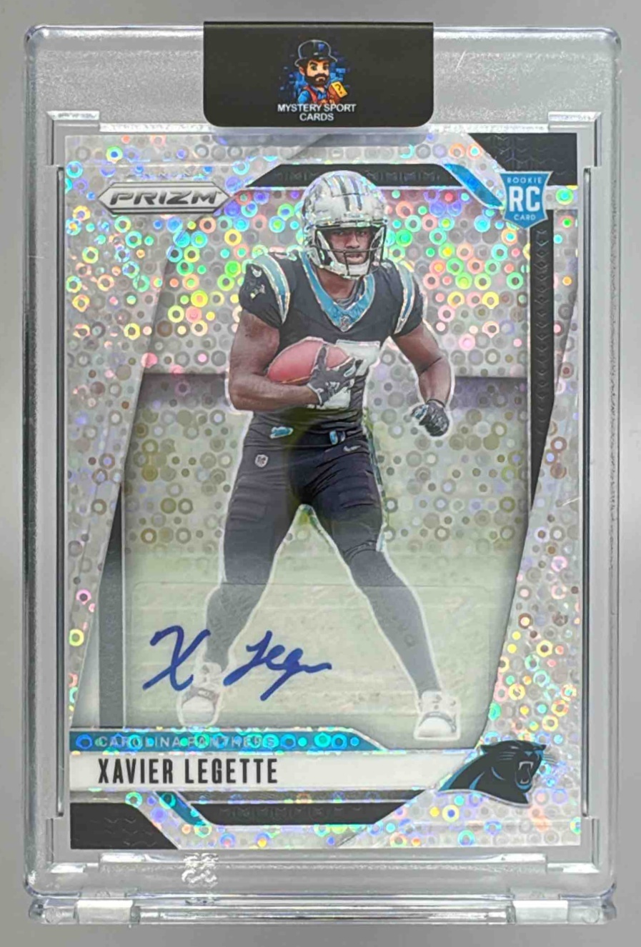 Card image for 2024 Panini Football Prizm Xavier Legette Auto Silver #398 RC Carolina Panthers