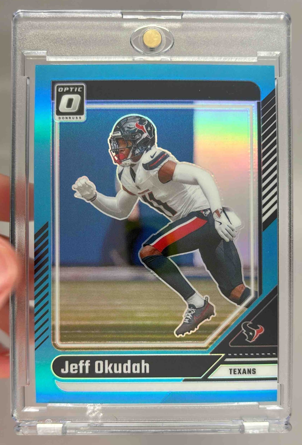 Card image for 2024 Panini Football Donruss Optic Jeff Okudah Aqua /299 #81 Houston Texans