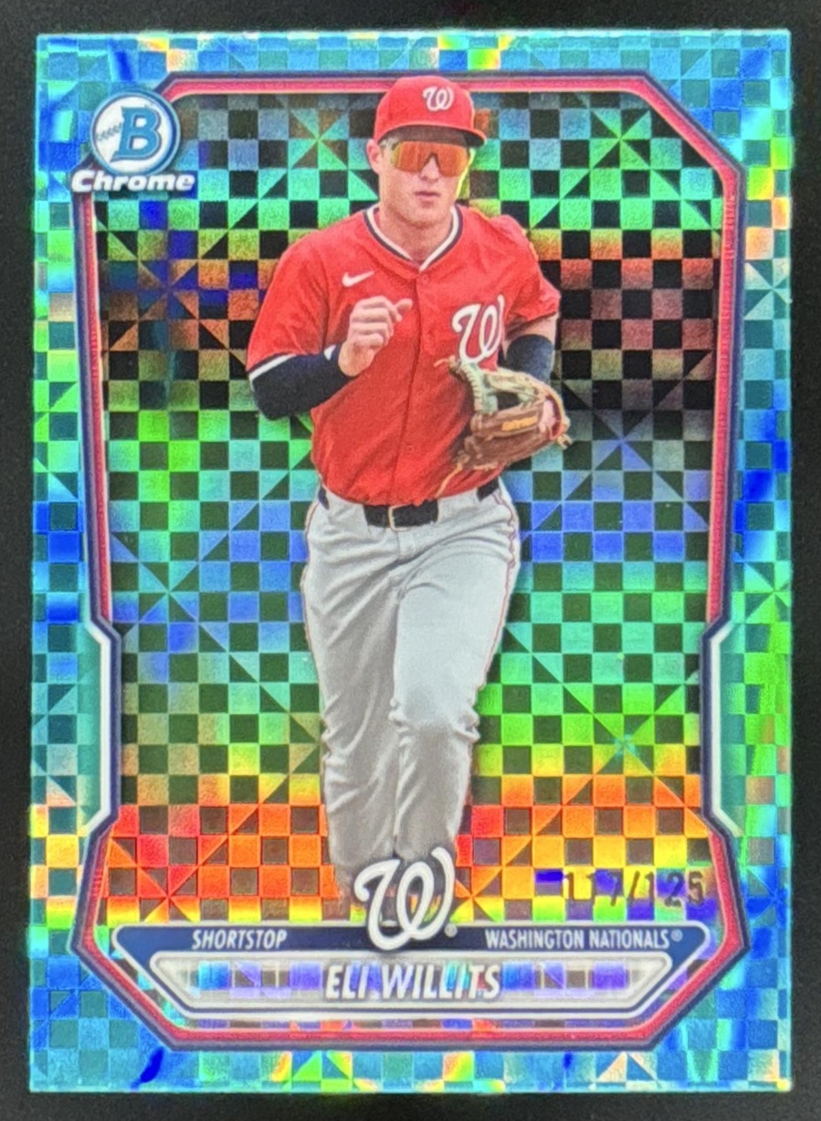 Card image for 2026 Bowman Eli Willits Chrome Prospects Aqua X-Fractor /125