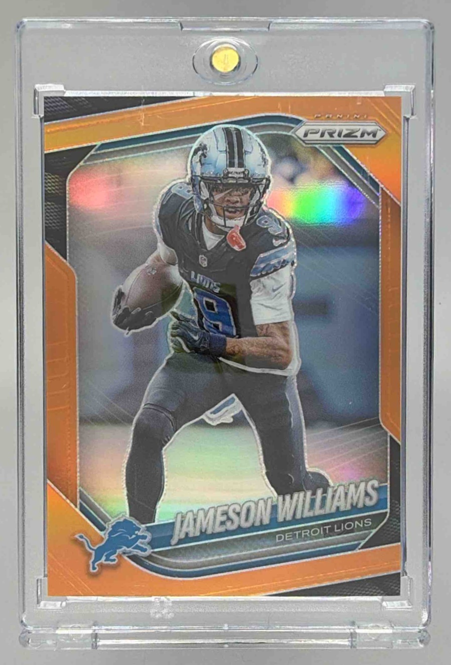 Card image for 2025 Panini Football Prizm Jameson Williams Orange /249 #276 Detroit Lions
